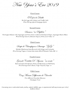 New Year’s Eve Menu